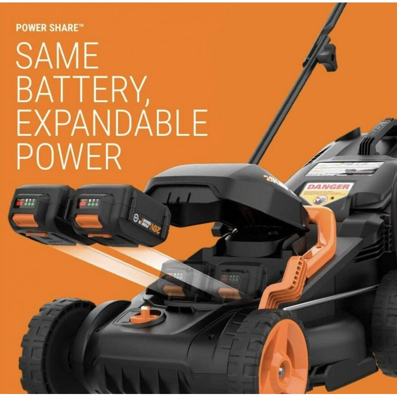 WORX WG779 40V 14in Cordless Lawn Mower with Mulching