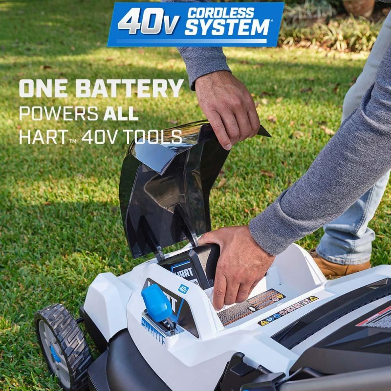 HART 40-Volt Cordless 20-Inch Electric Push Lawn Mower Lithium Ion Battery